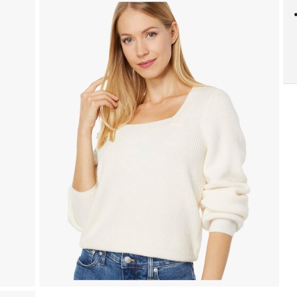 NWT Madewell Melwood Square-Neck Sweater in Coziest Yarn Cream Wool - Picture 4 of 8